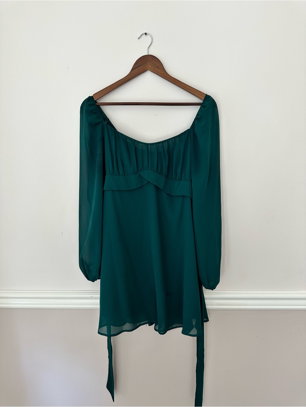 Better Be Teal Green Long-Sleeve Peasant Tunic Dress